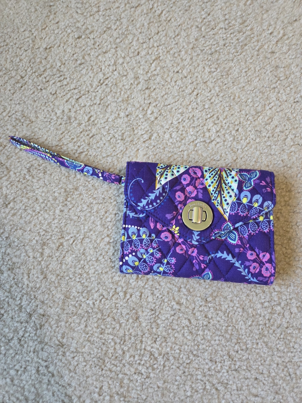 Vera Bradley Turn Lock Wristlet Wallet- Batik Leaves
